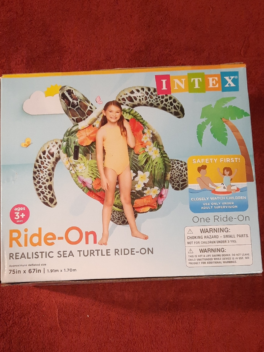 Intex Kids Green Floral Sea Turtle Ride-On Pool Float NIB